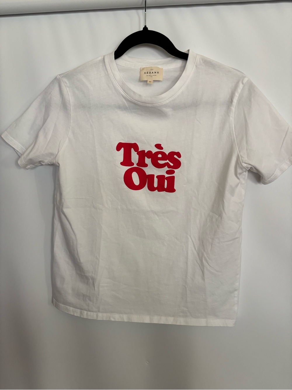 Sézane Très Oui Tee White/Red Size XS